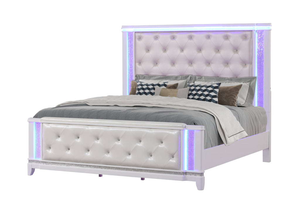 OPIUM King 5 Pc Bedroom set in Milky White(CA INVENTORY)
