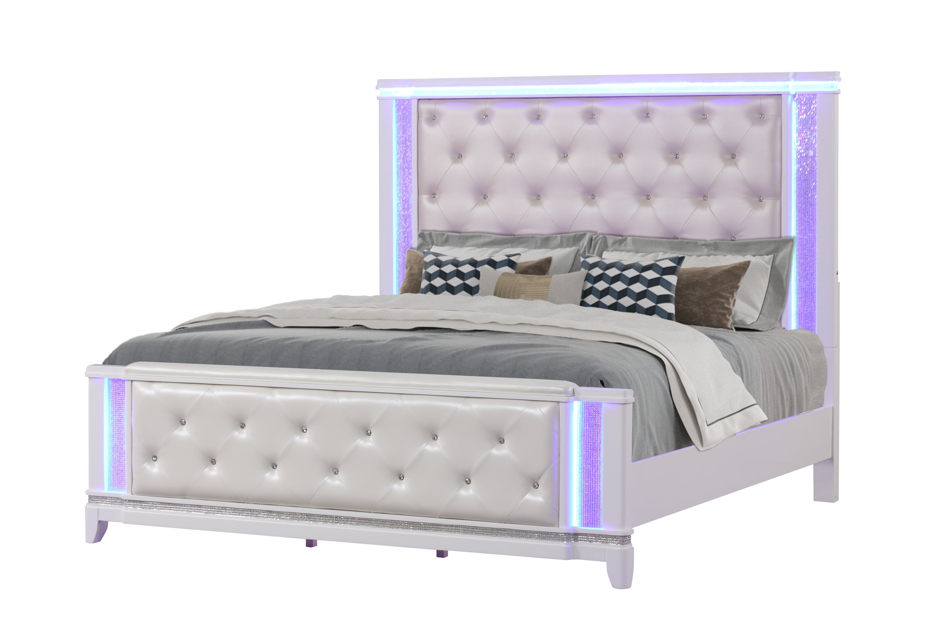 OPIUM King 4 Pc Bedroom set in Milky White(CA INVENTORY)