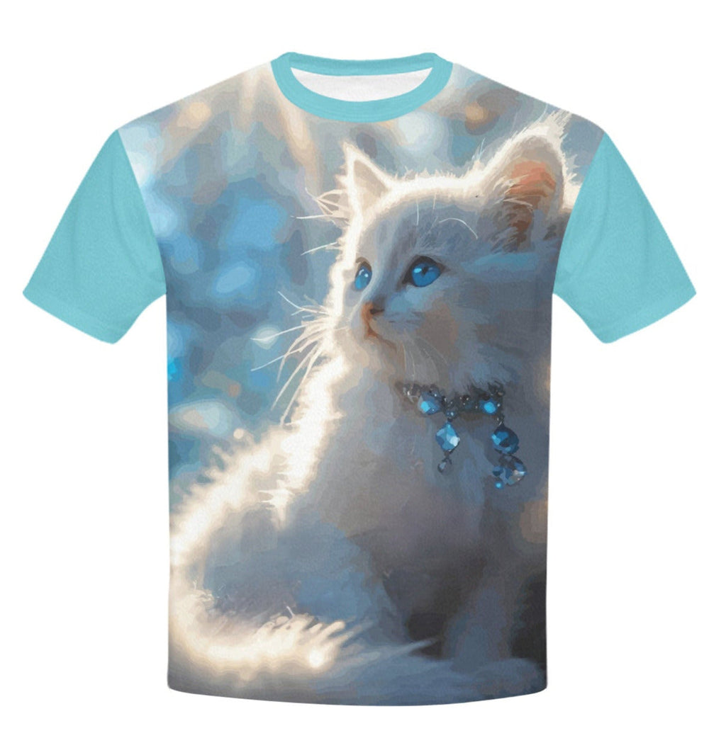 Child's Fluffy White Kitten Printed Shirt (Made in USA)