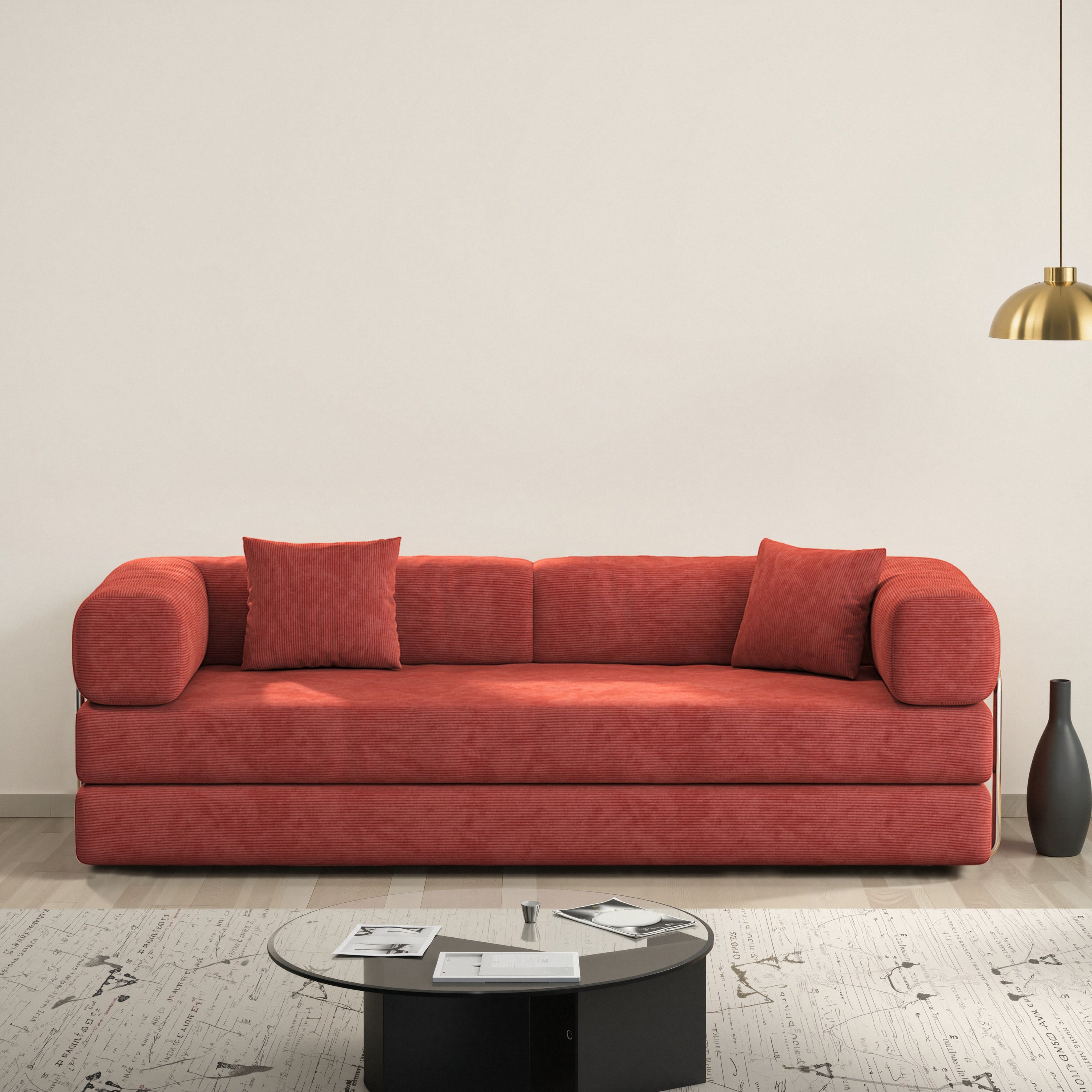 78.8inch  Modular Sectional Sofa, Convertible Pudding Block Sofa, Floor Standing Sofa Bed Arm Comfort Sofa Bed, Compression Sofa for Living Room and Bedroom -  (Orange)
