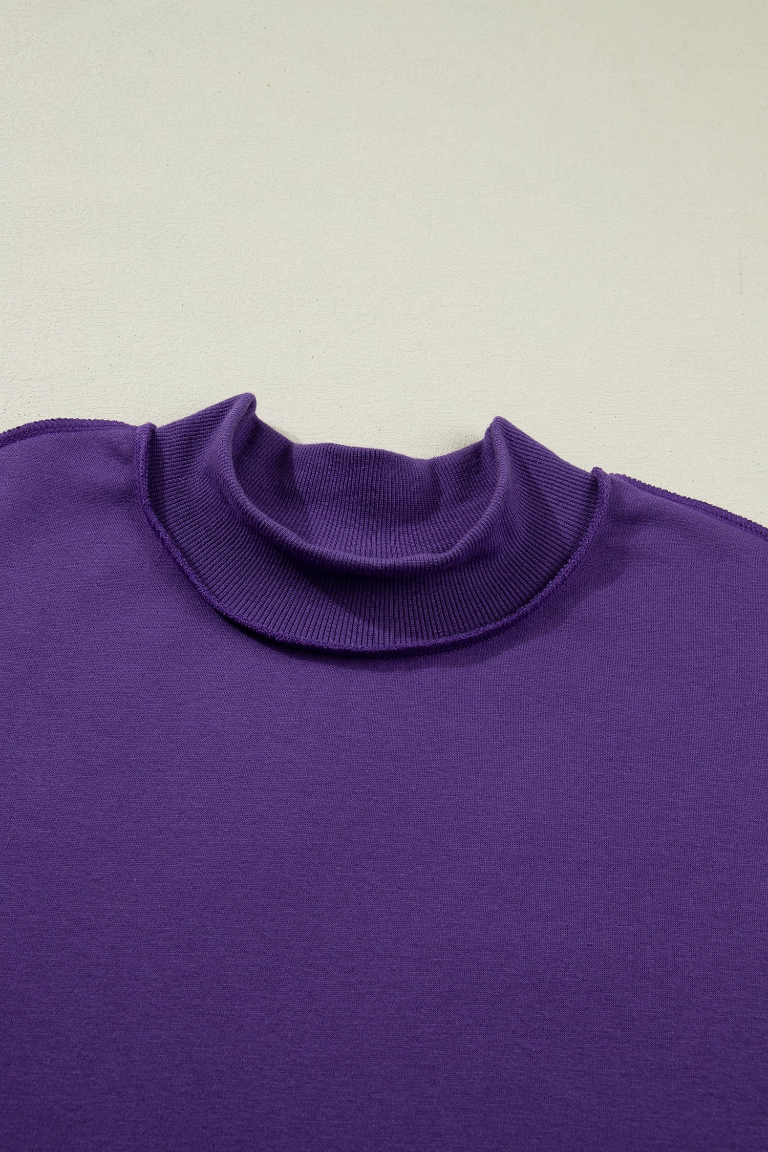 Solid Mock Neck Drop Shoulder Oversize Sweatshirt
