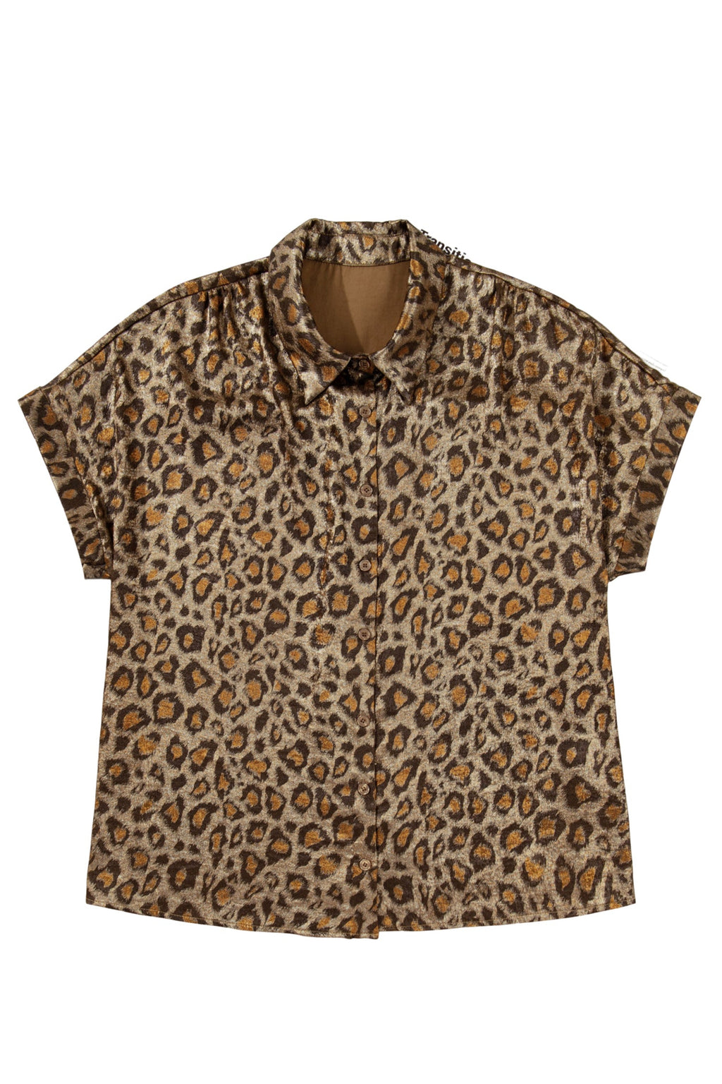 Plus Size Leopard Dolman Sleeve Buttoned Shirt