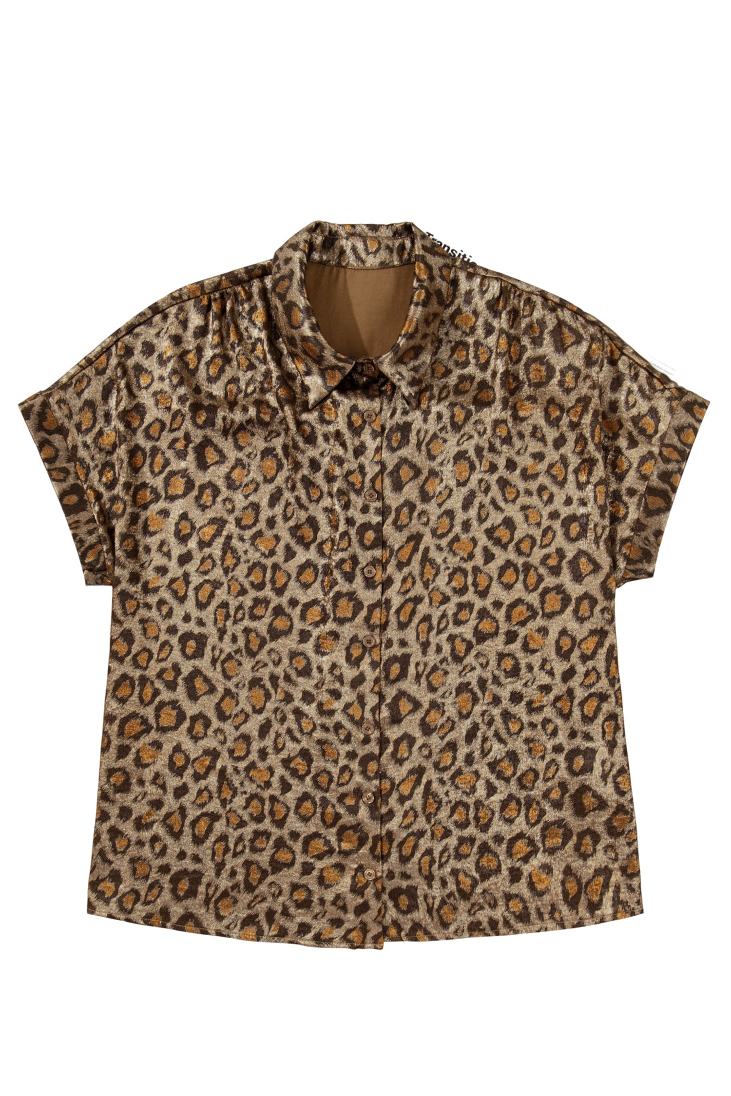 Plus Size Leopard Dolman Sleeve Buttoned Shirt