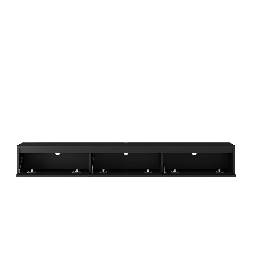 Floating TV Stand, Wall Mounted TV Shelf with Led Lights & Power Outlet,High Gloss TV Cabinet for Black tv Stands for Living Room