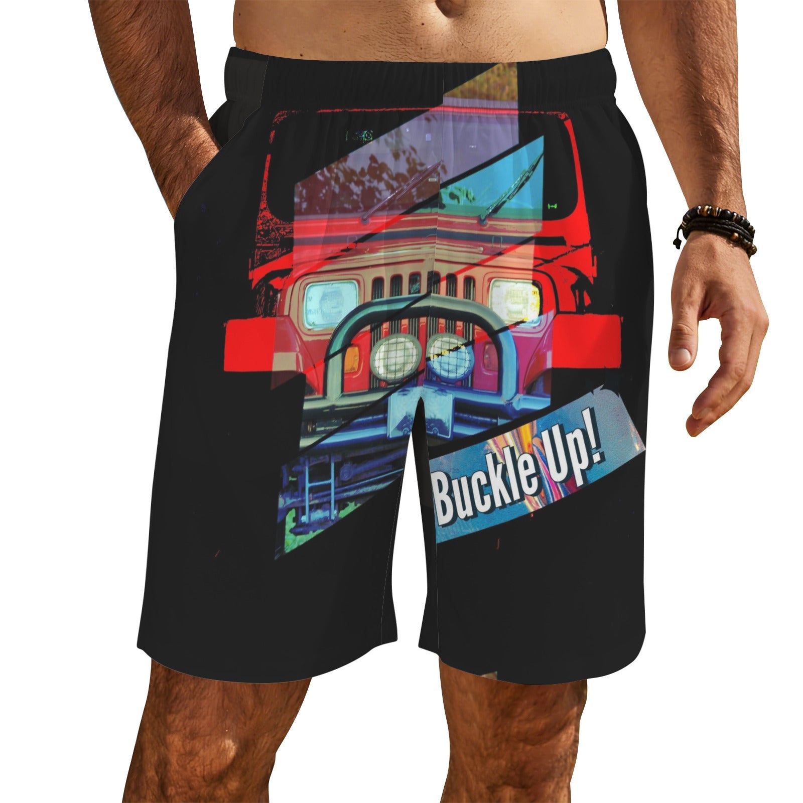 Buckle Up!  4-wheel Drive Men's All Over Print Beach Shorts | Ships from USA