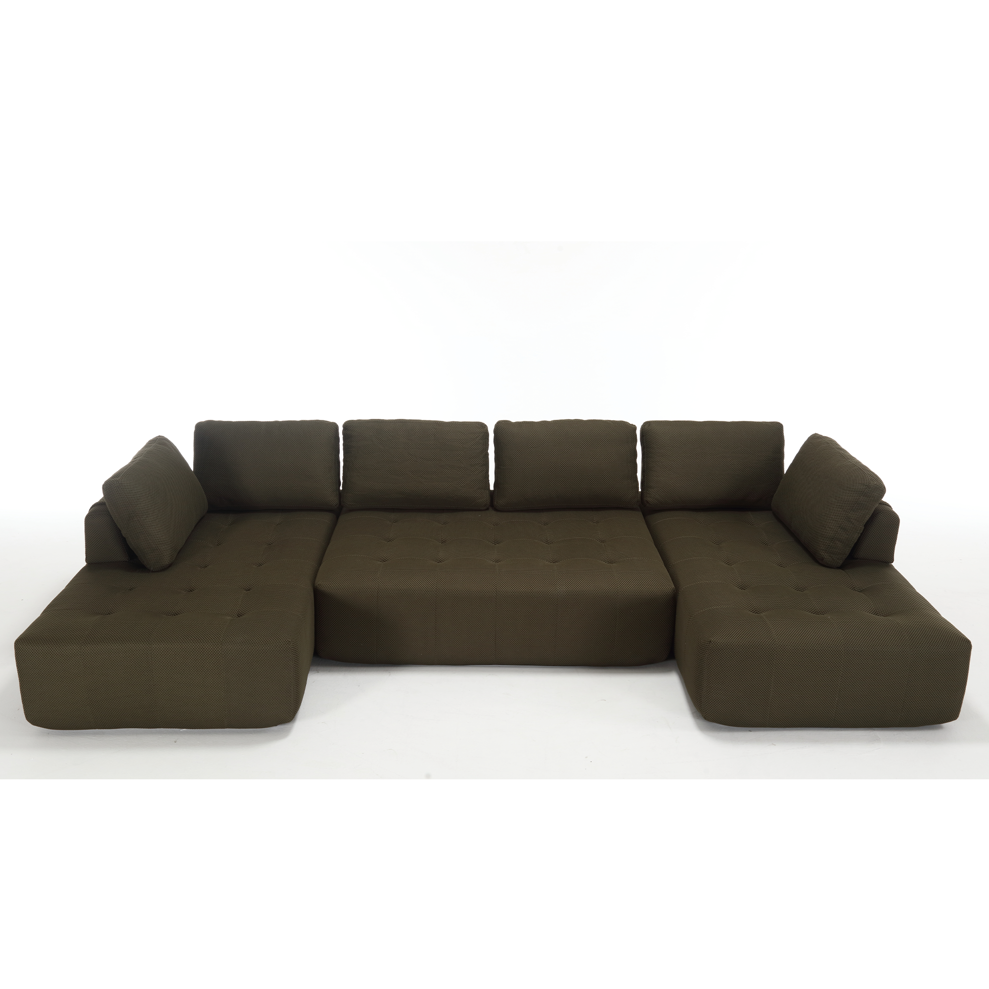 [NEW ARRIVED] [VIDEO PROVIDED]138.5 'Modular Combination Sofa, U-shaped Sofa, Living Room, Apartment, Upholstered ,6-seat Sofa, Free Combination Sofa (Mesh Fabric), Breathable Fabric,Green