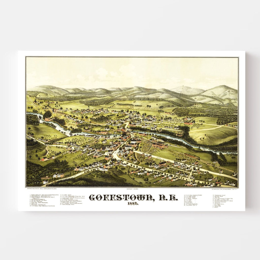 Vintage Map of Goffstown, New Hampshire 1887