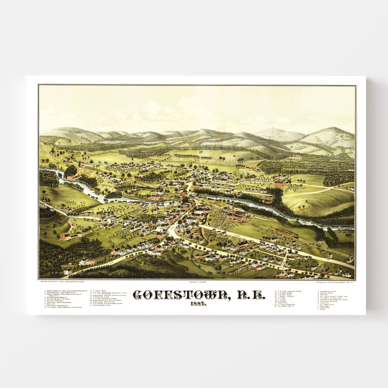 Vintage Map of Goffstown, New Hampshire 1887
