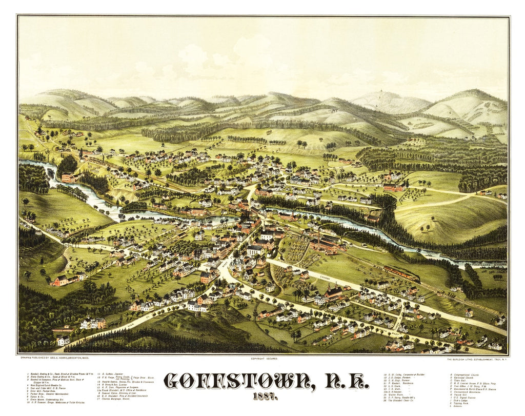Vintage Map of Goffstown, New Hampshire 1887