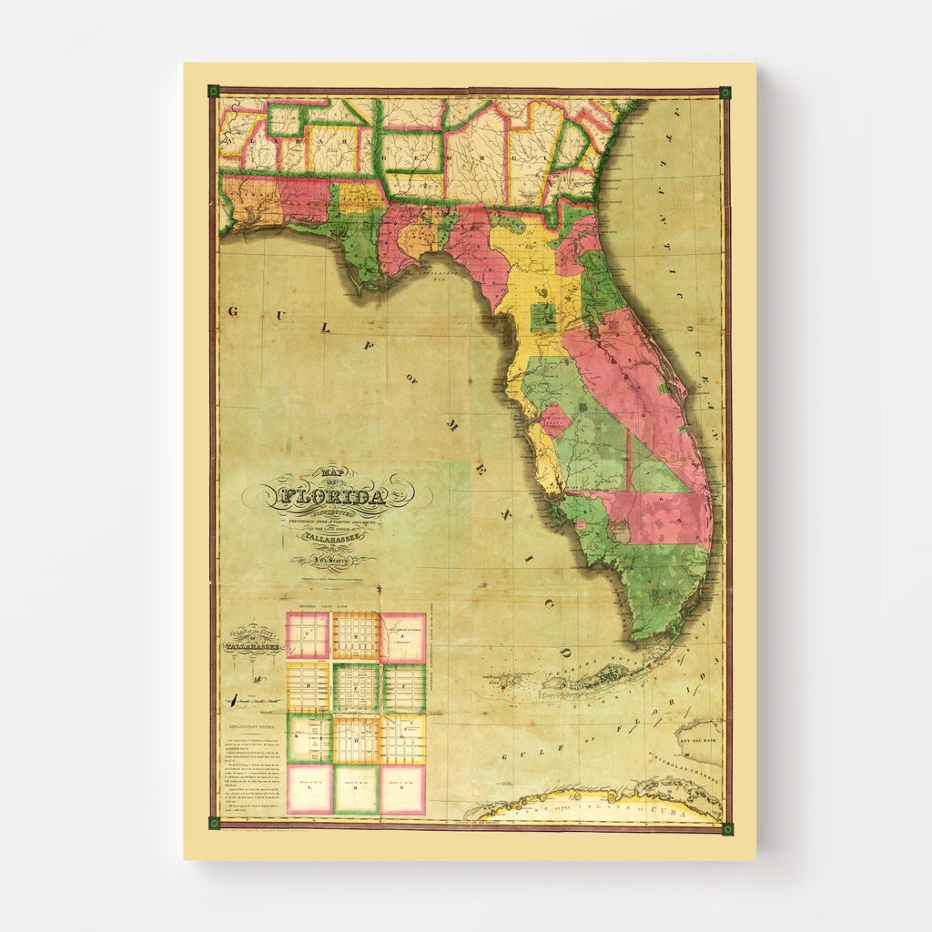 Vintage Map of Florida 1829
