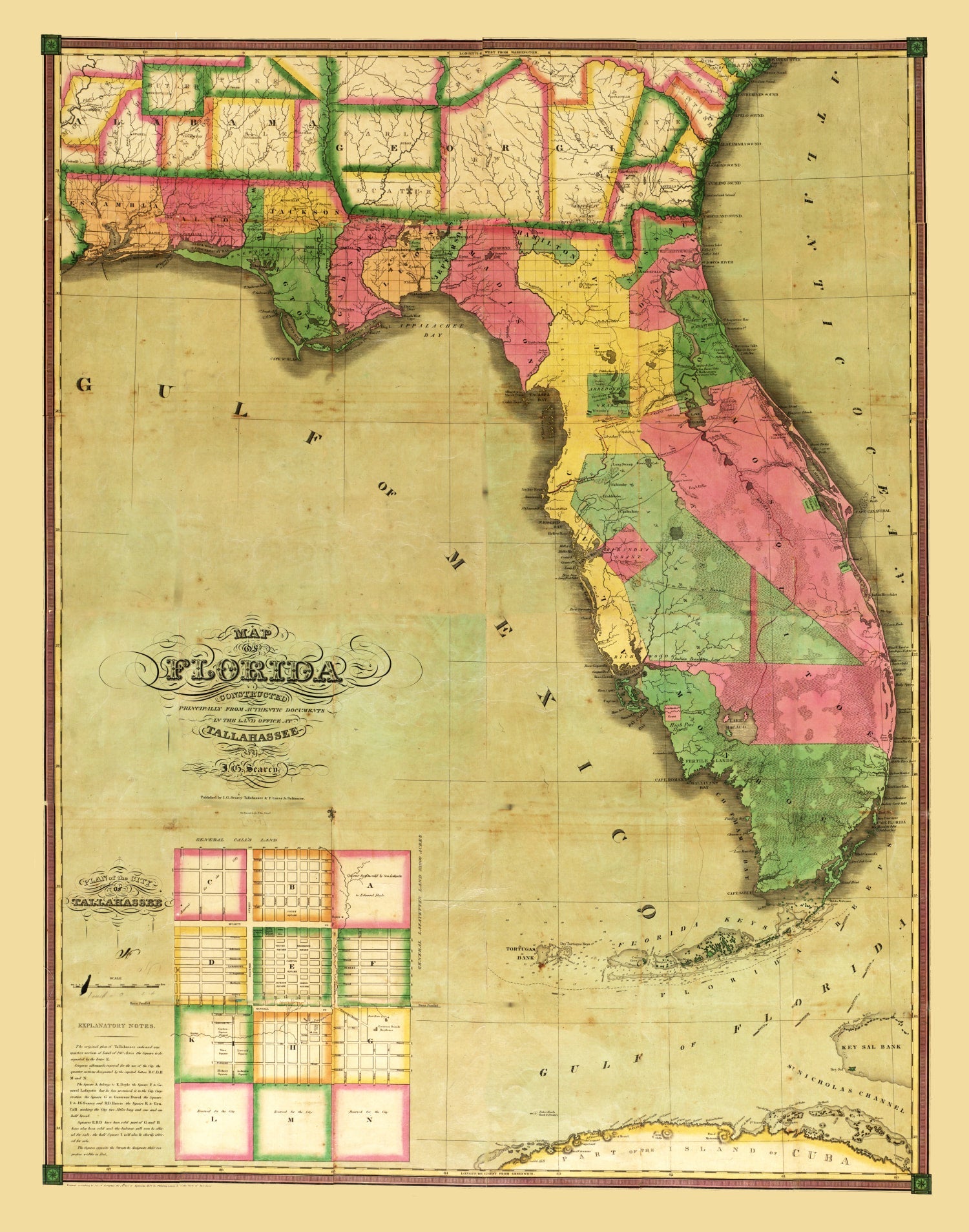 Vintage Map of Florida 1829