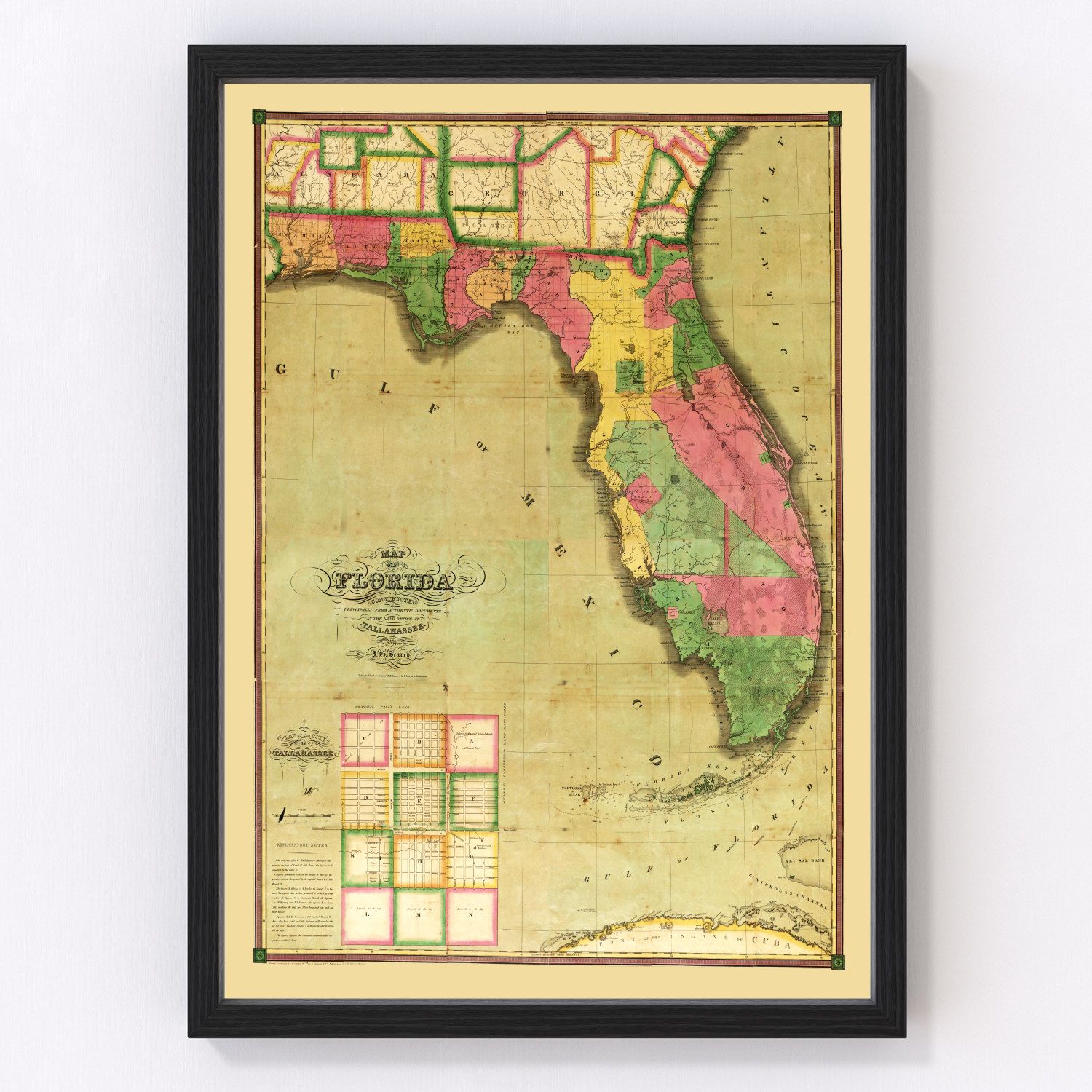 Vintage Map of Florida 1829