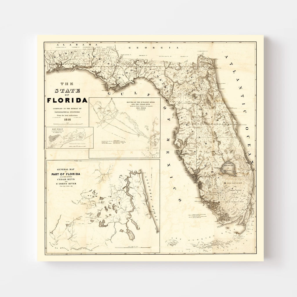 Vintage Map of Florida 1846