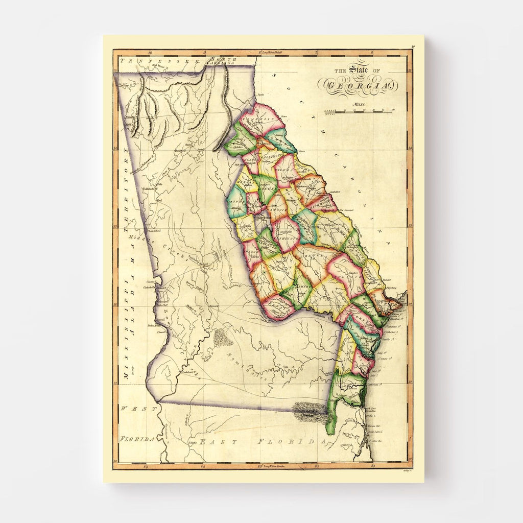 Vintage Map of Georgia 1810