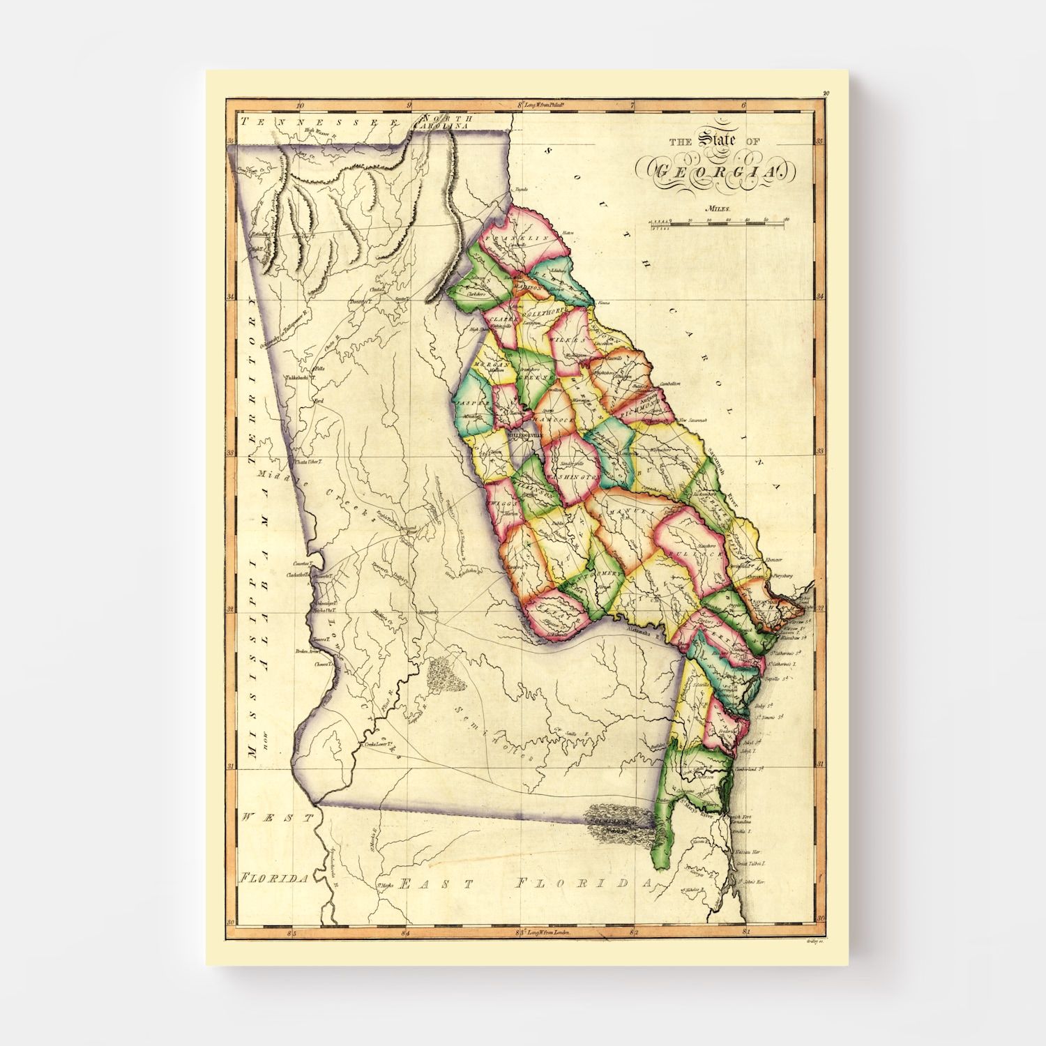 Vintage Map of Georgia 1810