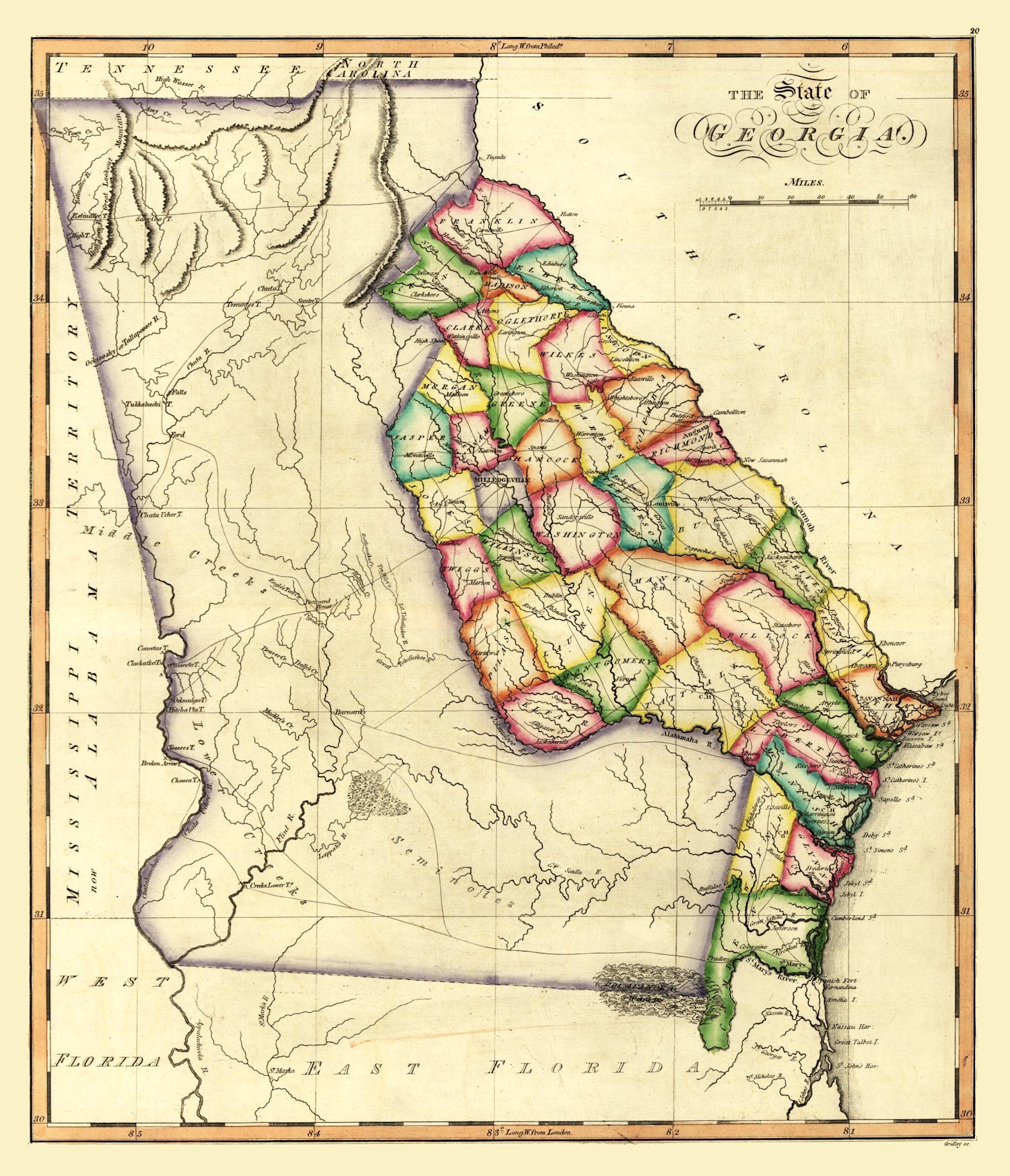 Vintage Map of Georgia 1810
