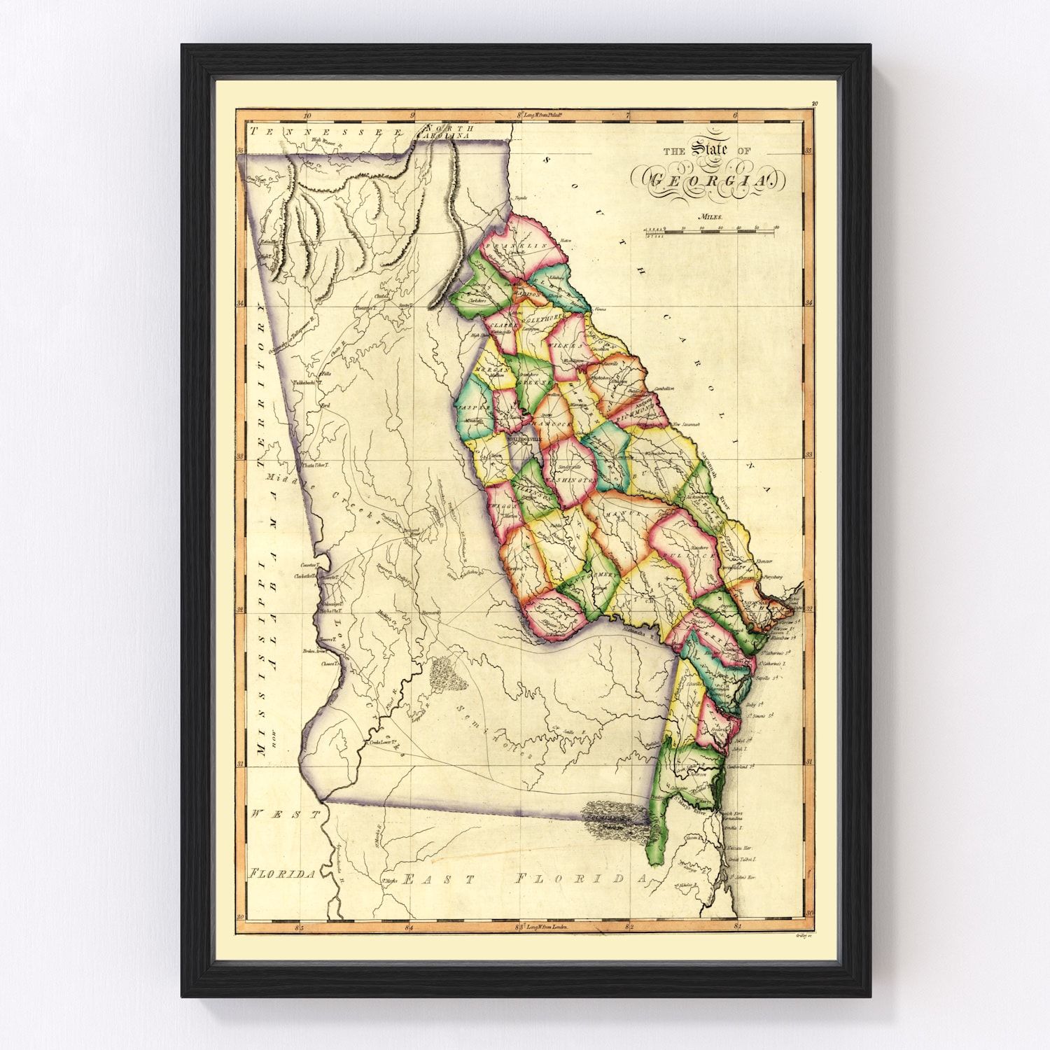 Vintage Map of Georgia 1810