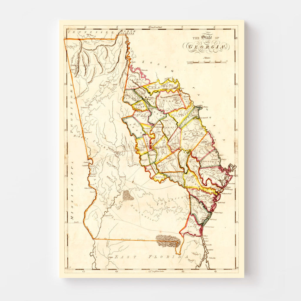 Vintage Map of Georgia 1818