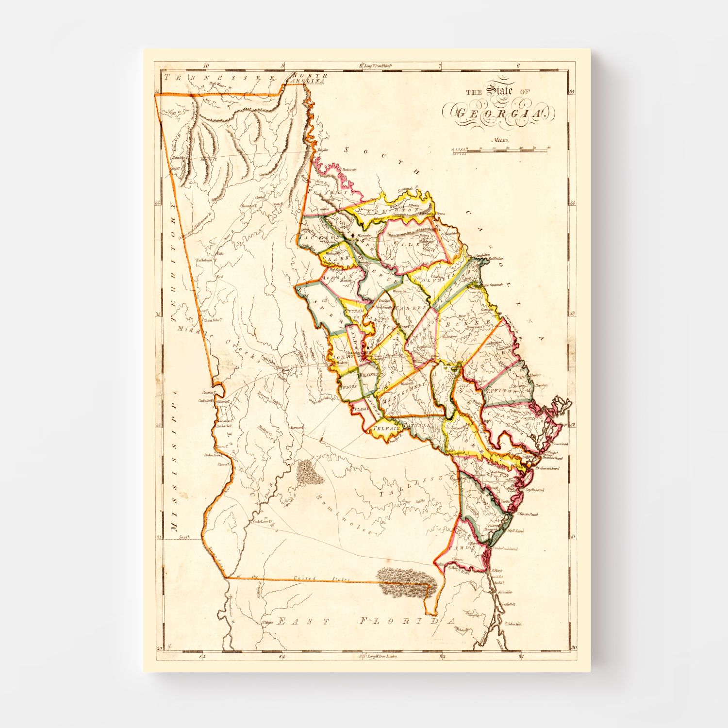 Vintage Map of Georgia 1818