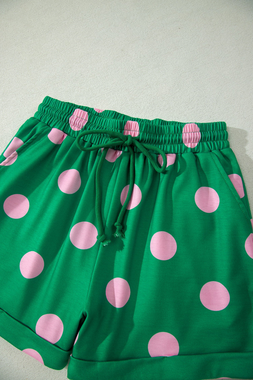Polka Dot V-Neck Tee & Drawstring Shorts Set
