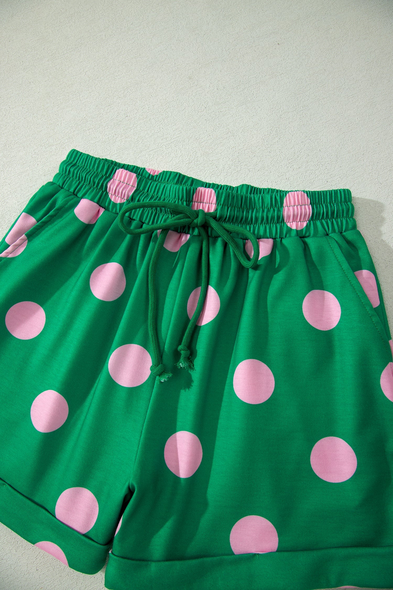 Polka Dot V-Neck Tee & Drawstring Shorts Set