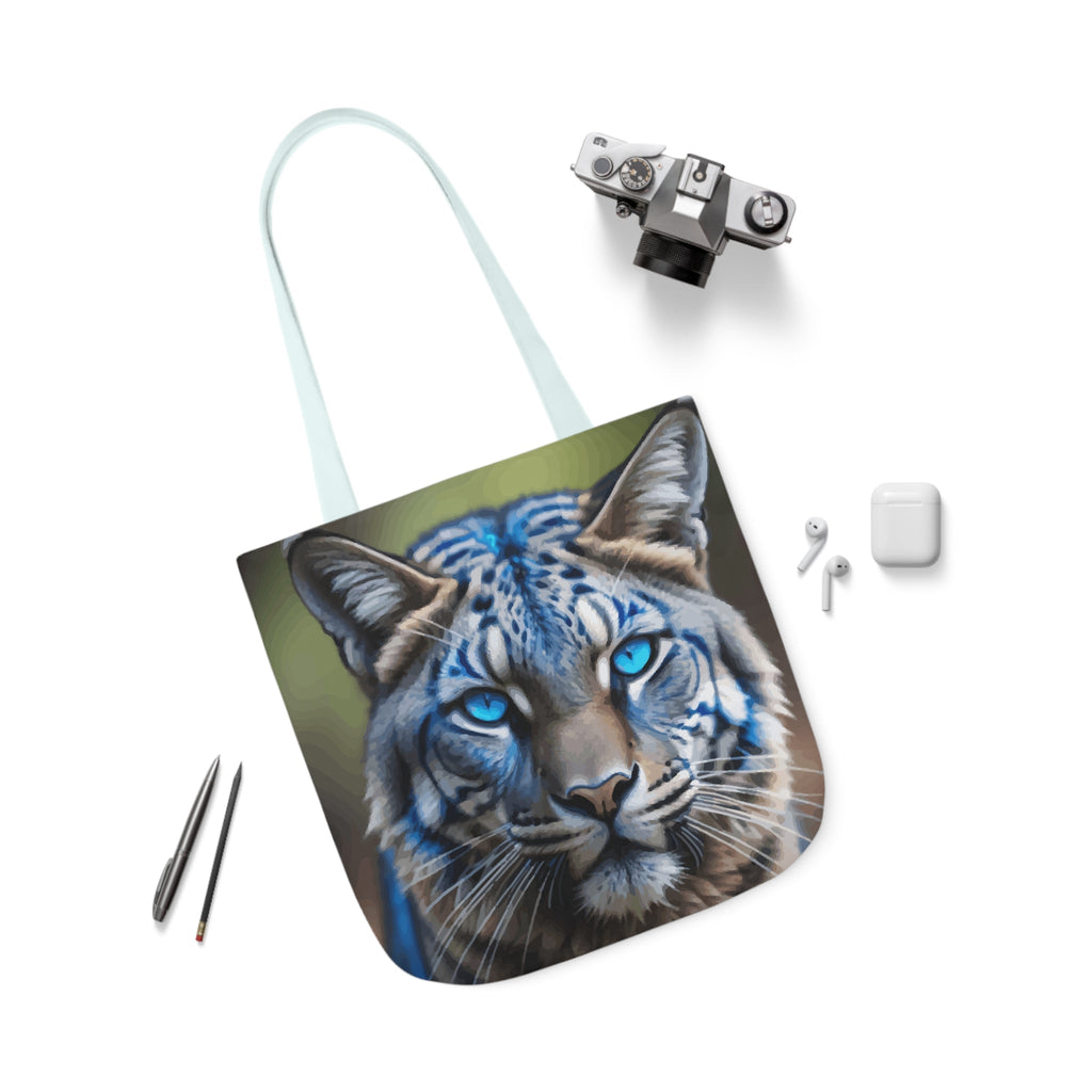 Blue Wildcat Canvas Tote Bag with 5 Strap Color Choices