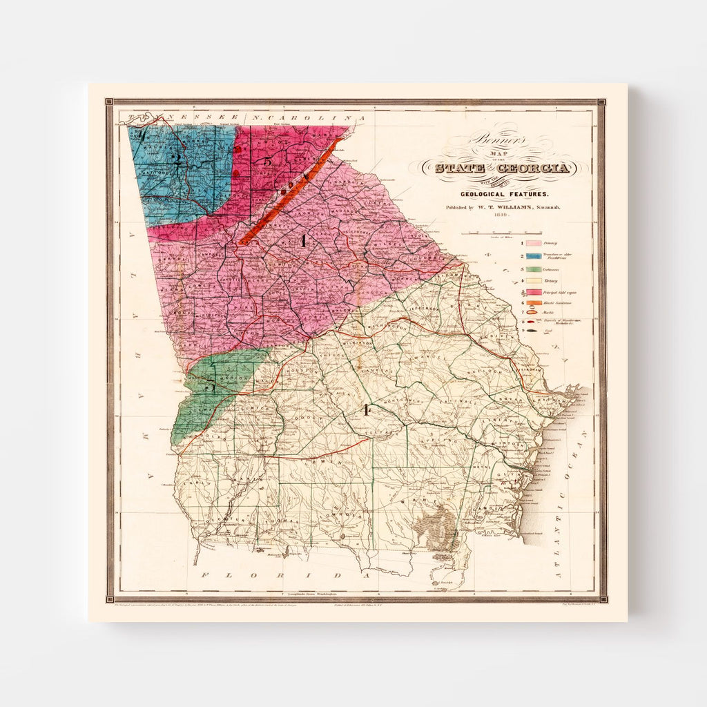 Vintage Map of Georgia 1849