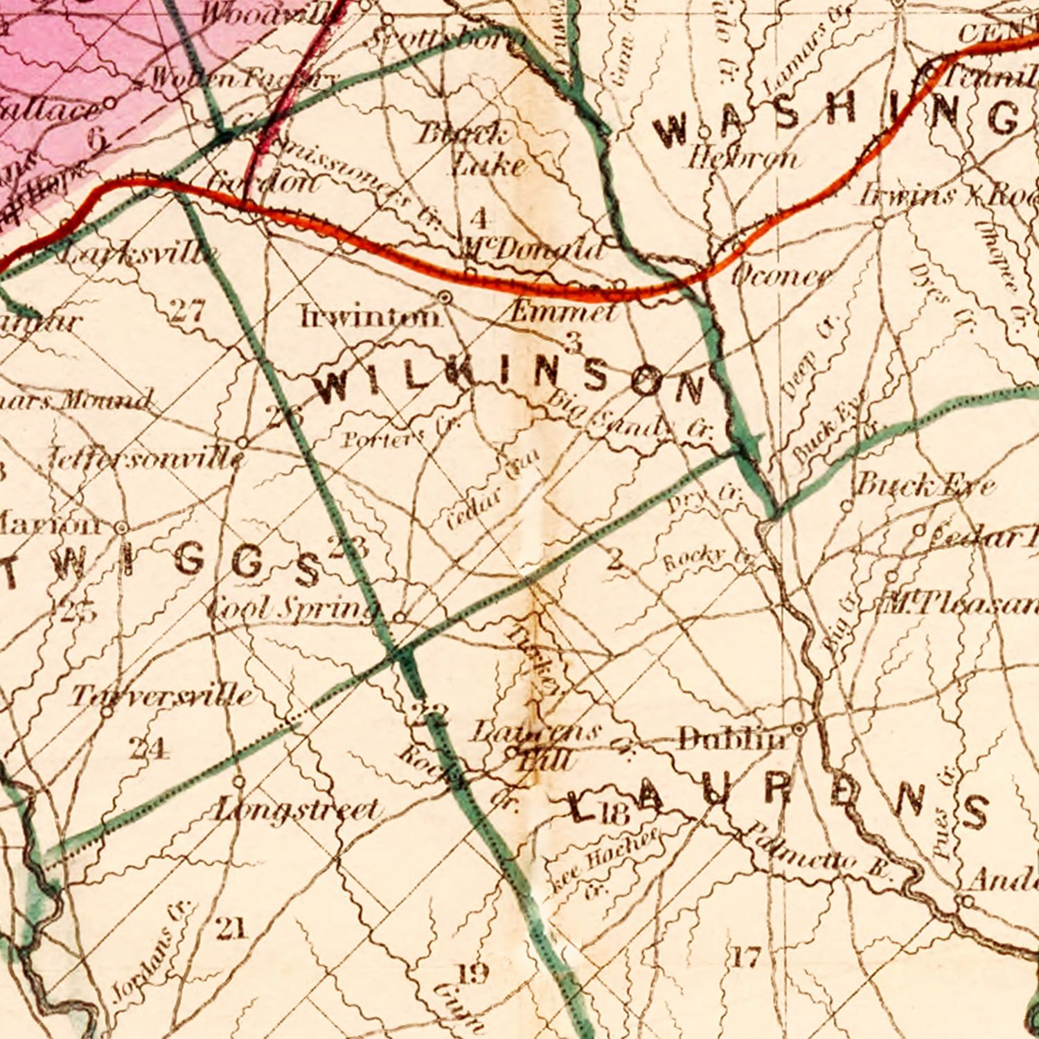 Vintage Map of Georgia 1849