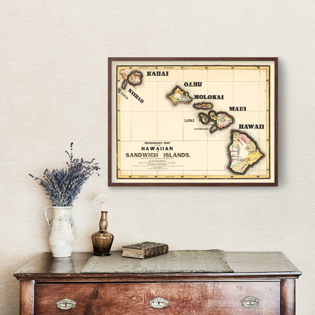 Vintage Map of Hawaii 1846