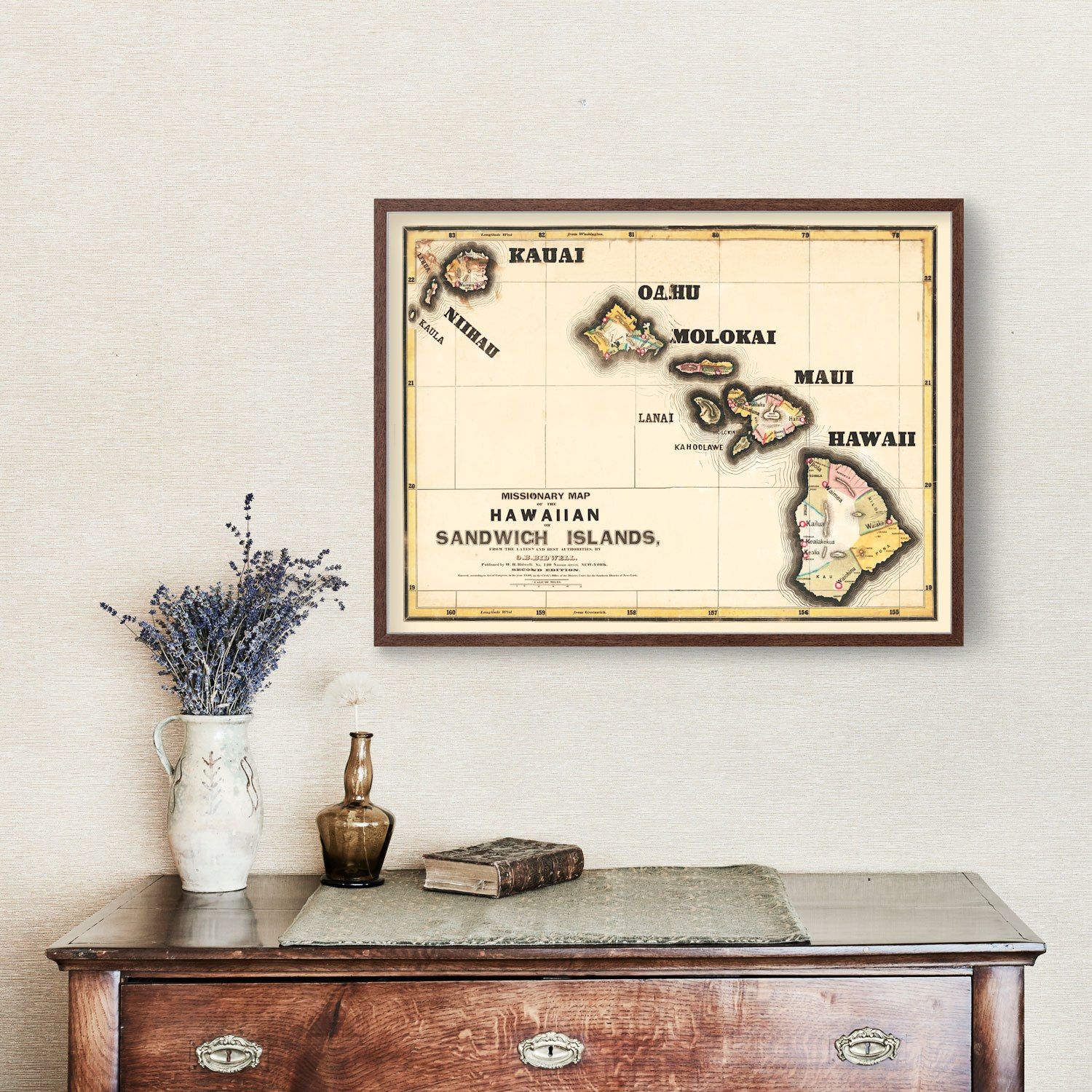 Vintage Map of Hawaii 1846
