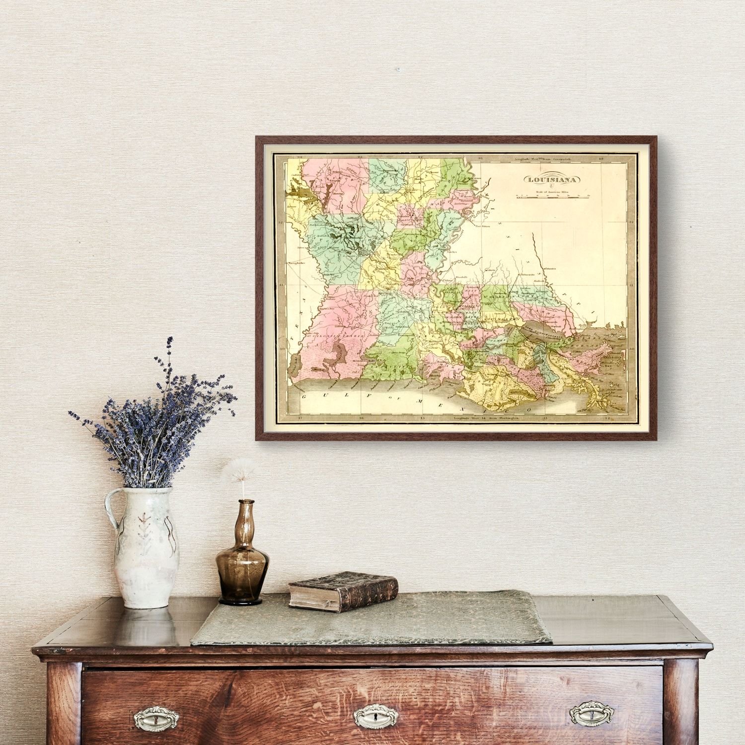 Vintage Map of Louisiana 1848