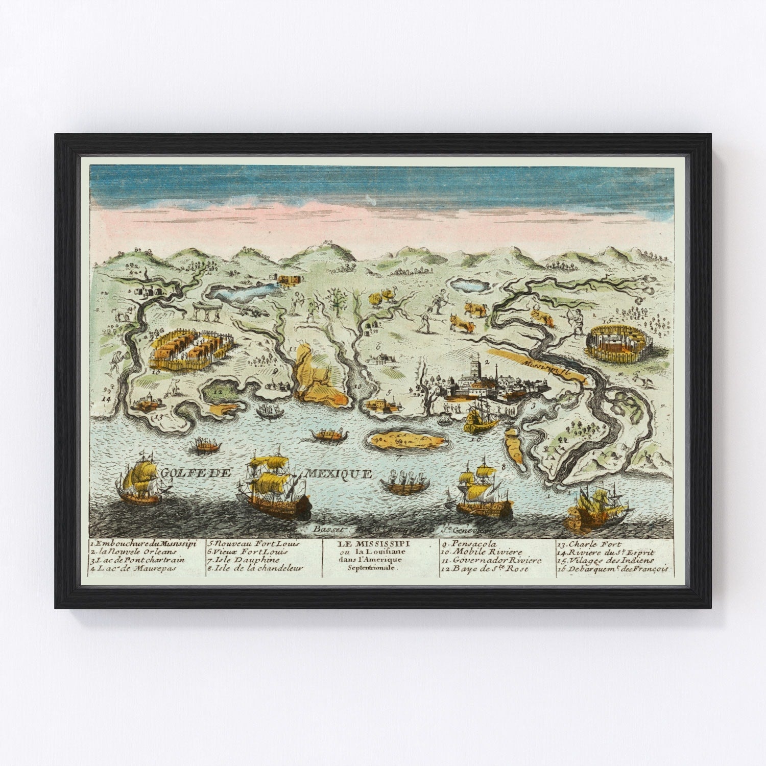 Vintage Map of Louisiana 1770