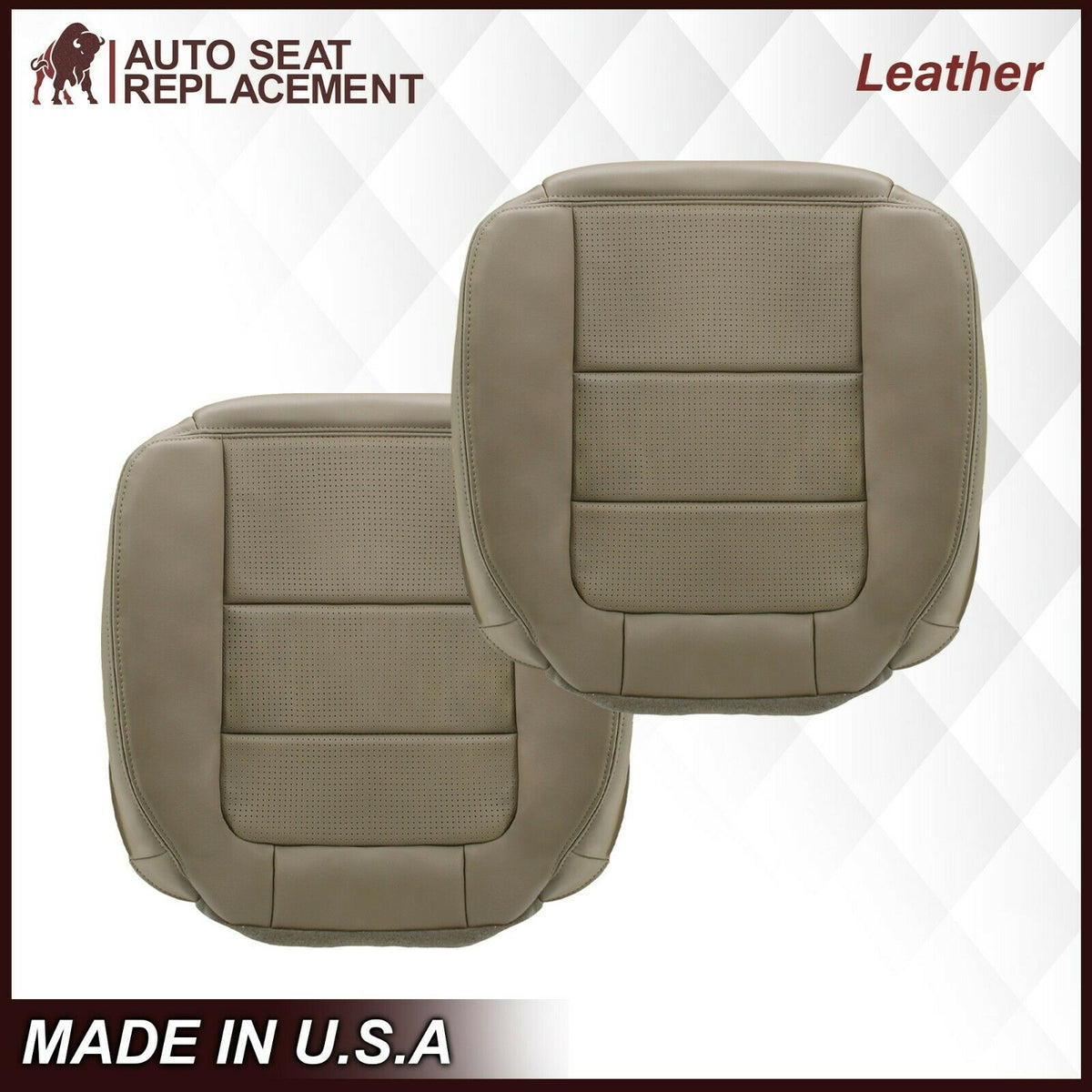 2001 2002 2003 Ford F350/F250 Lariat Extended Cab Perforated Leather Seat Cover in Tan