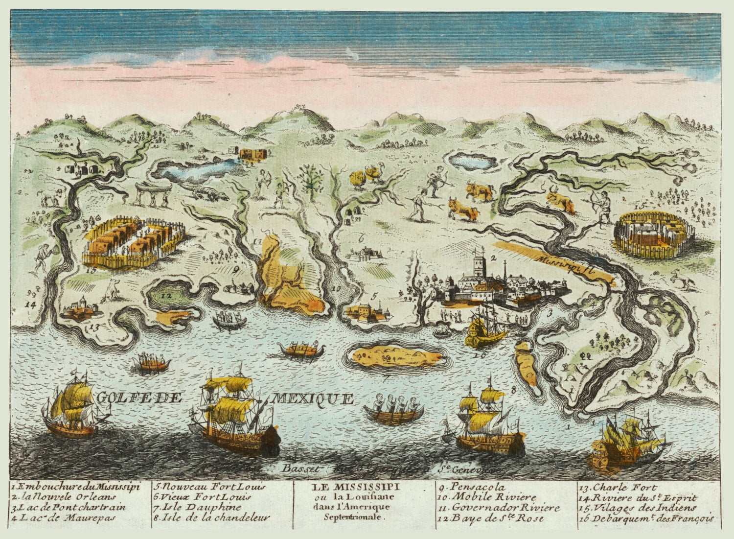 Vintage Map of Louisiana 1770