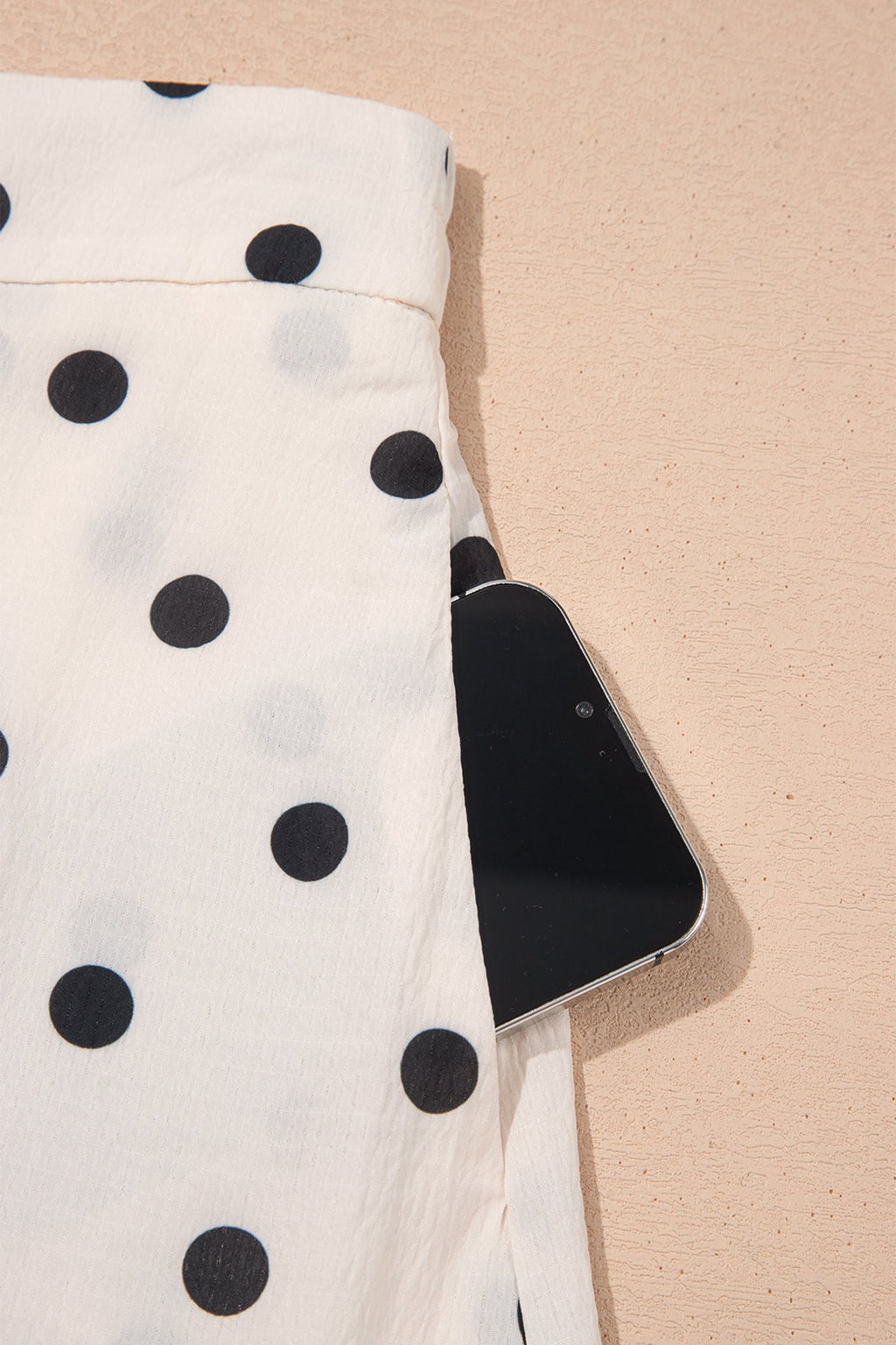 Polka Dot Ruffle Side Slit Maxi Skirt
