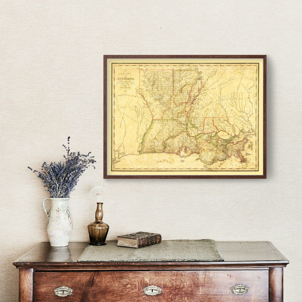 Vintage Map of Louisiana 1820