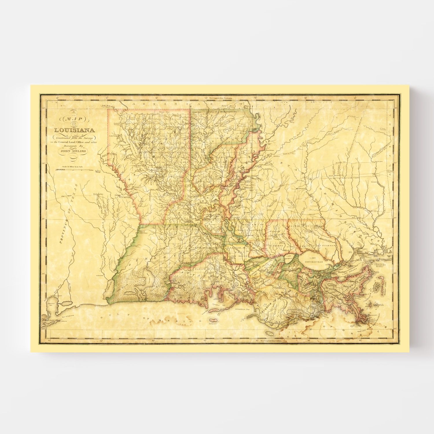 Vintage Map of Louisiana 1820