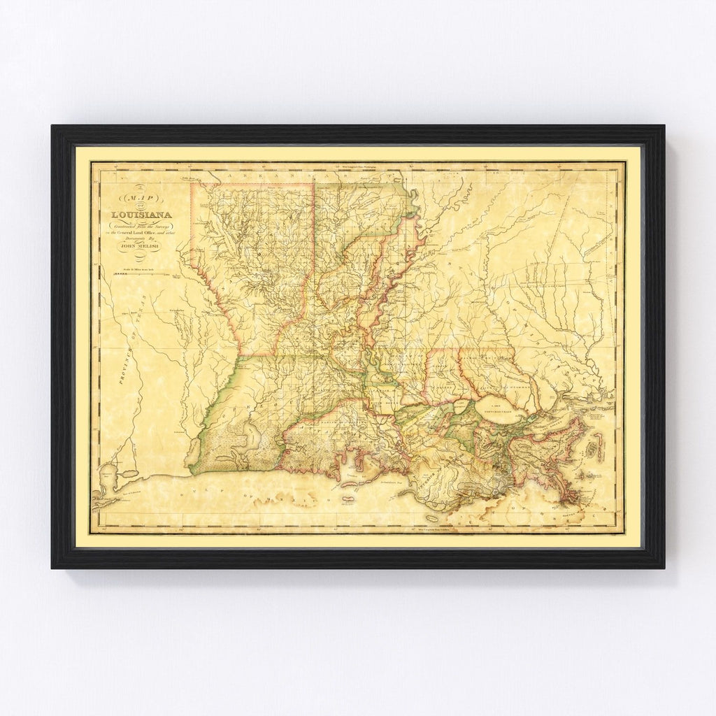 Vintage Map of Louisiana 1820