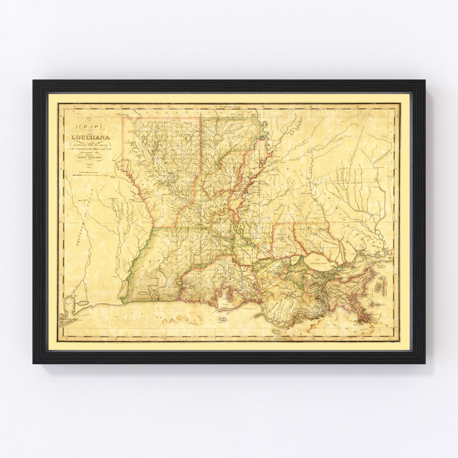 Vintage Map of Louisiana 1820