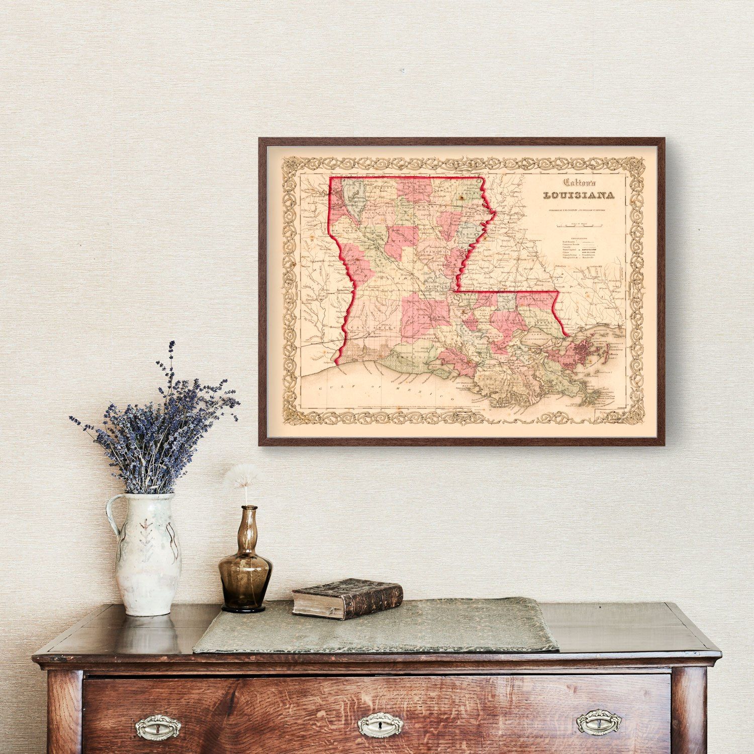 Vintage Map of Louisiana 1855