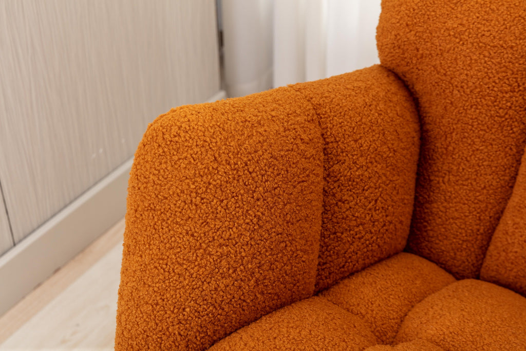 050-Teddy Fabric Rocking Gilder Nursery Chair For Living Room Indoor,Caramel