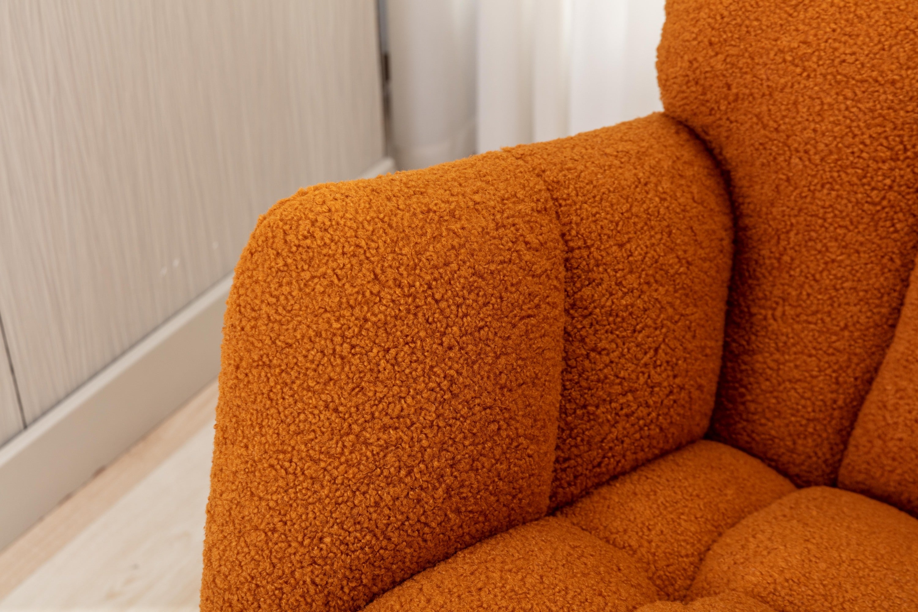 050-Teddy Fabric Rocking Gilder Nursery Chair For Living Room Indoor,Caramel