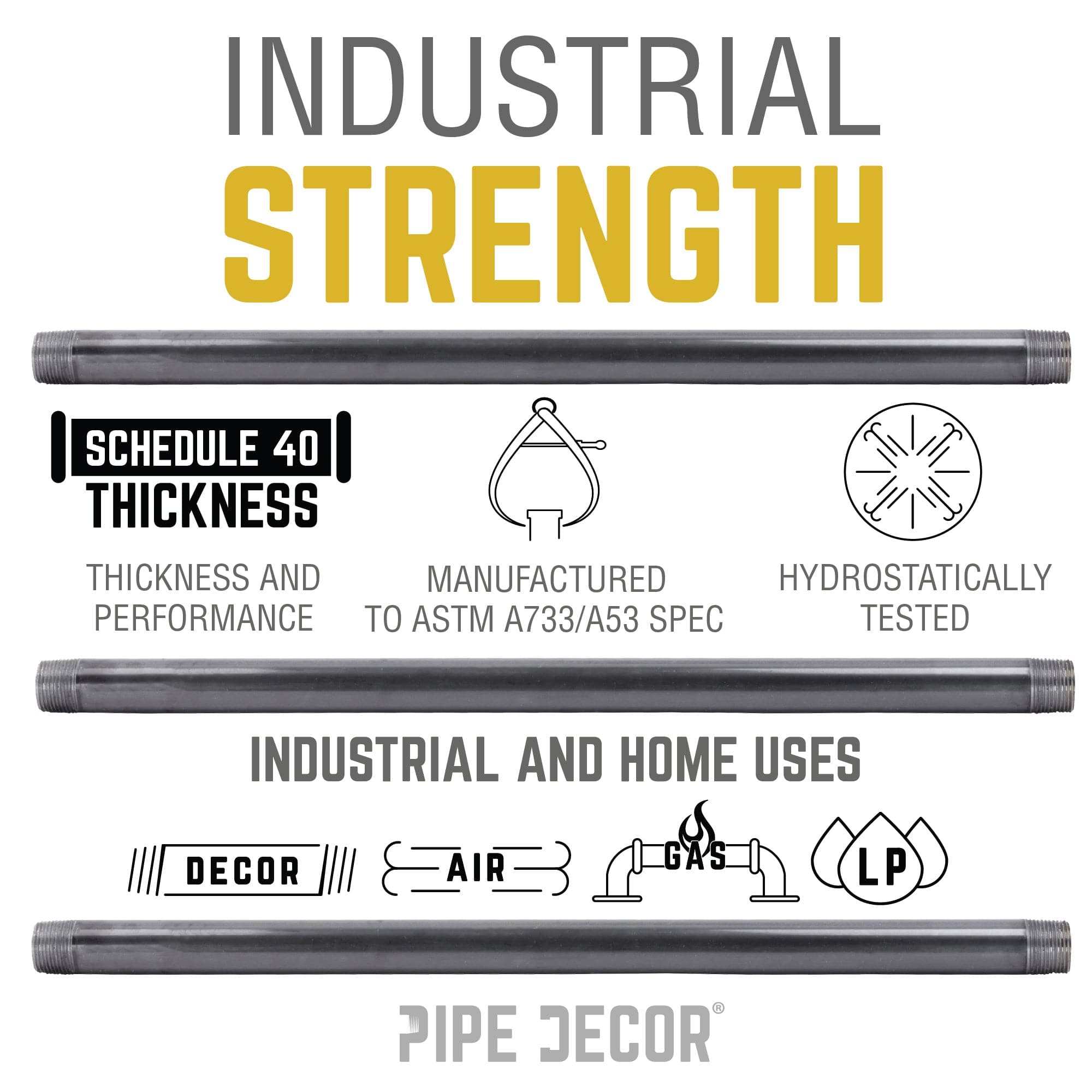1 in. x 5 in. Black Pipe