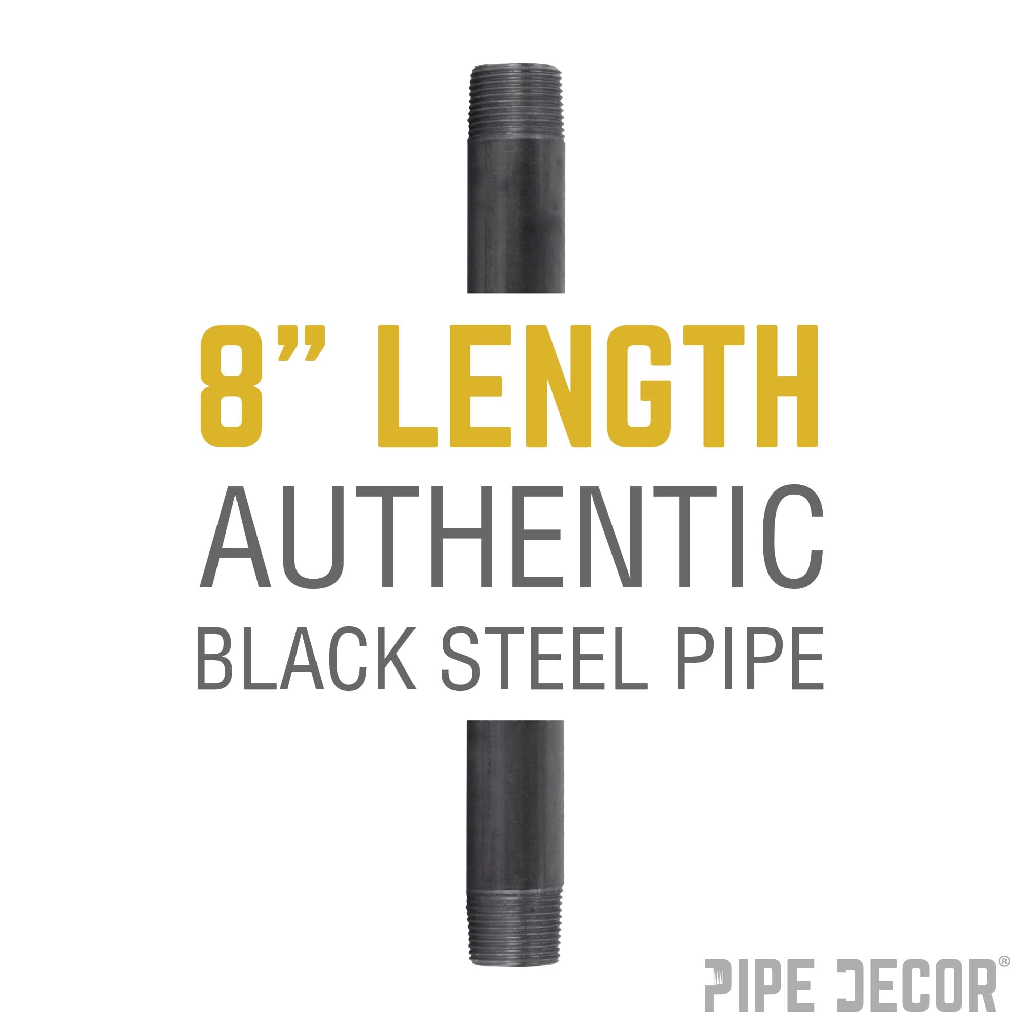 1 in. x 8 in. Black Pipe