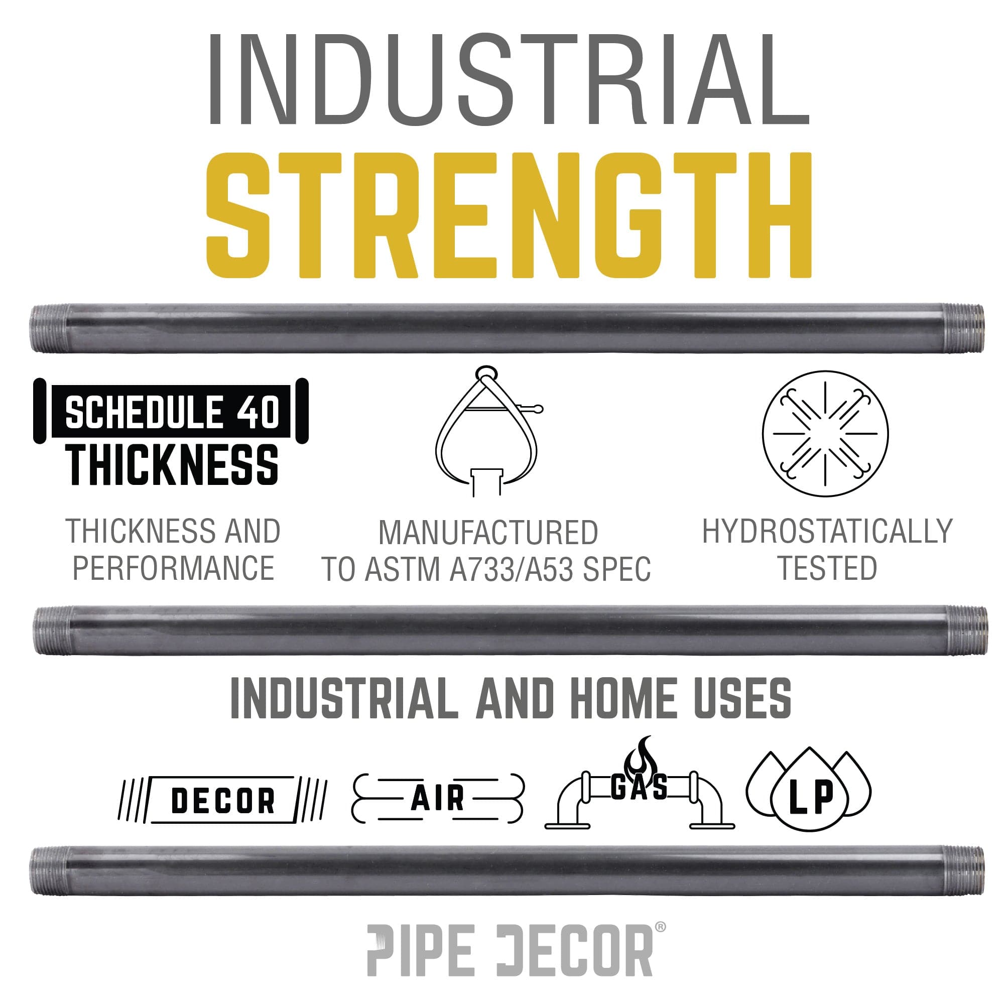 1/2 in. x 7 in. Black Pipe