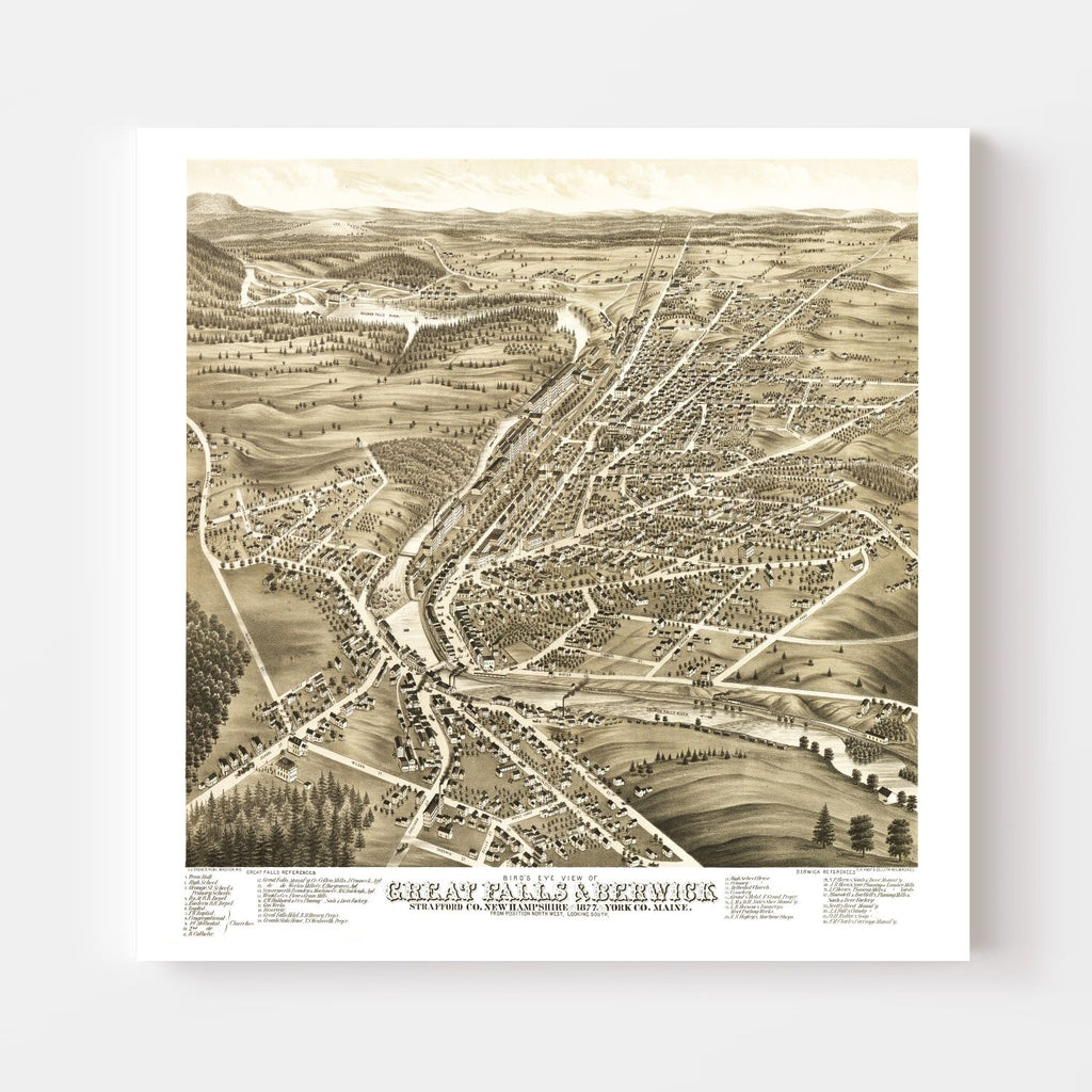 Vintage Map of Great Falls, New Hampshire 1877
