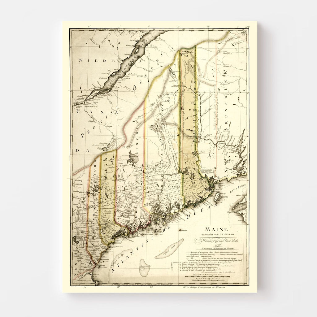 Vintage Map of Maine 1798