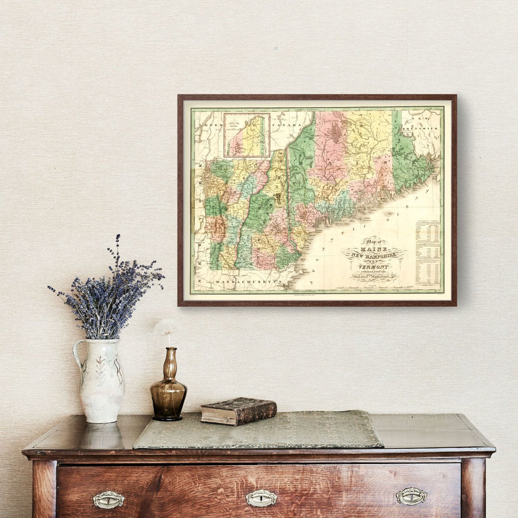 Vintage Map of Maine 1826