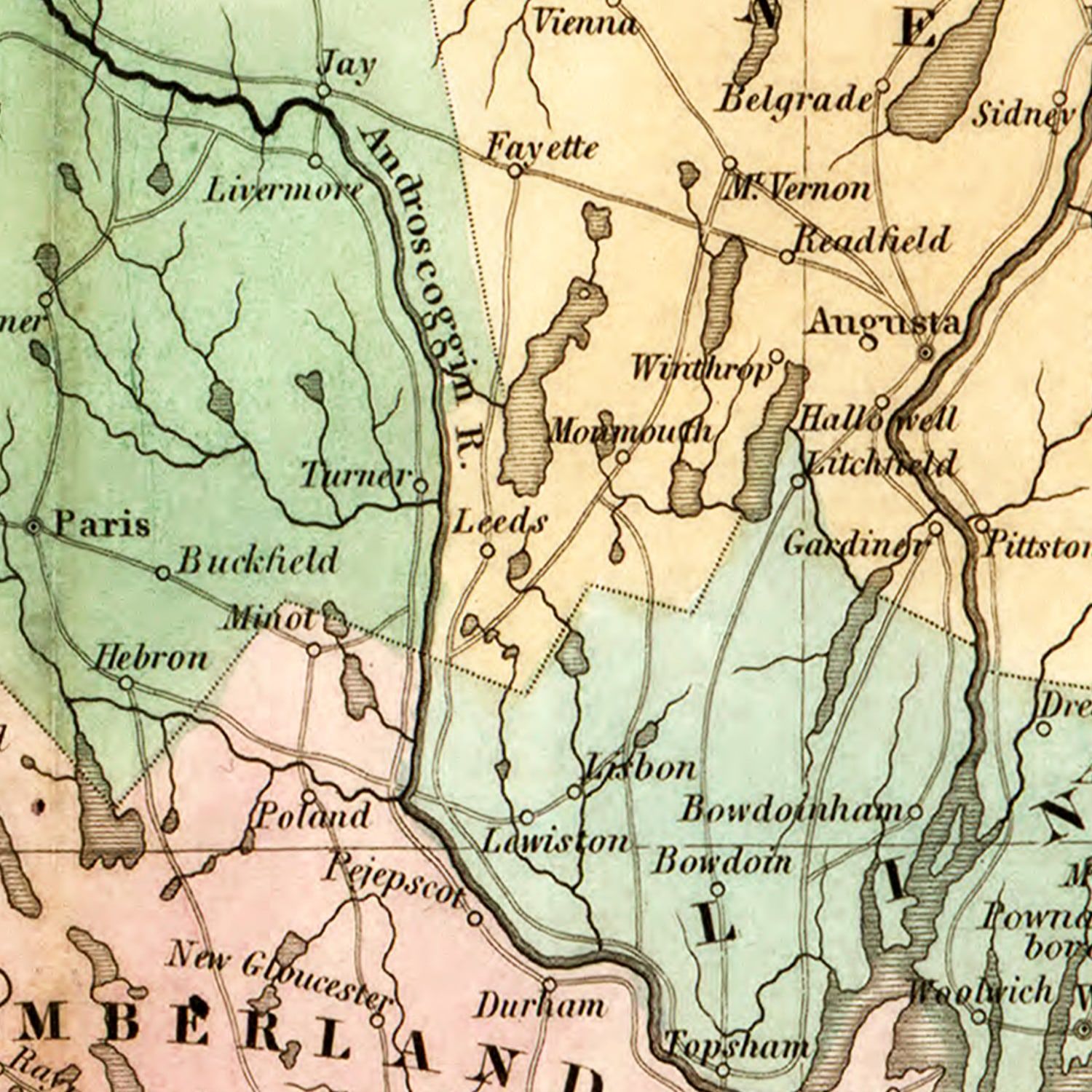 Vintage Map of Maine 1826