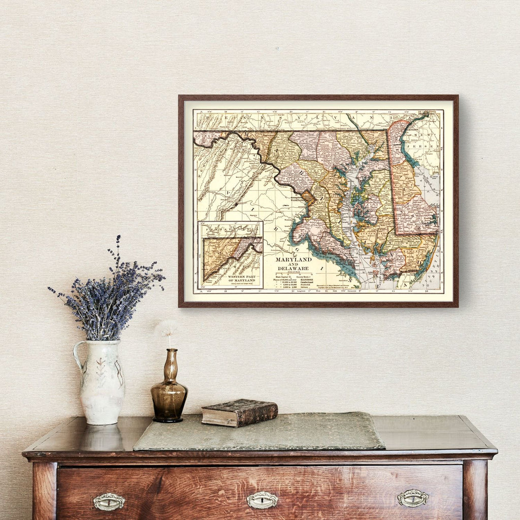 Vintage Map of Delaware 1904